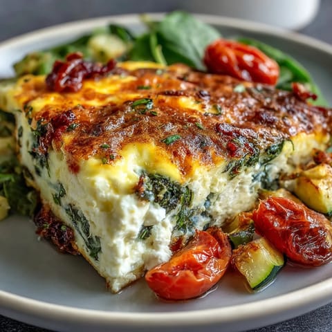 A close-up of High-Protein Sheet Pan Eggs With Cottage Cheese and Veggies, featuring fluffy texture and vibrant vegetables ideal for weekly meal prep.  