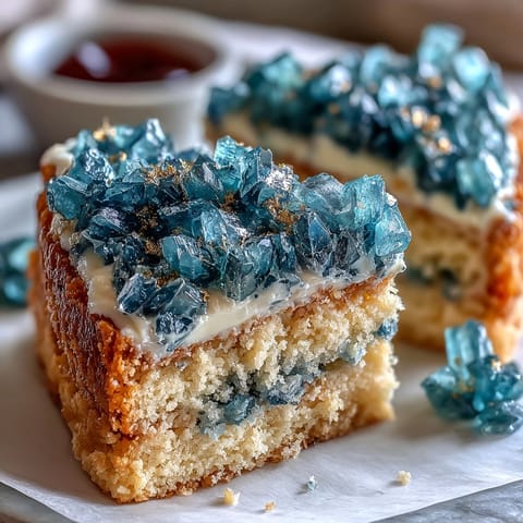 Graduation cake with teal and gold geode slice design, featuring sparkling sugar crystals and metallic gold accents.