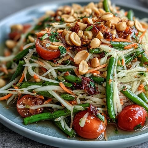 Fresh Thai Papaya Salad, bursting with zesty flavors, perfect for lunch.