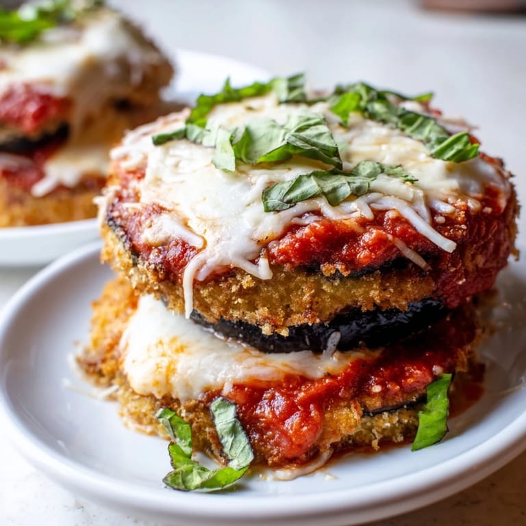 Homemade Eggplant Parmesan, aromatic with fresh basil, is a classic, delicious Italian dish.