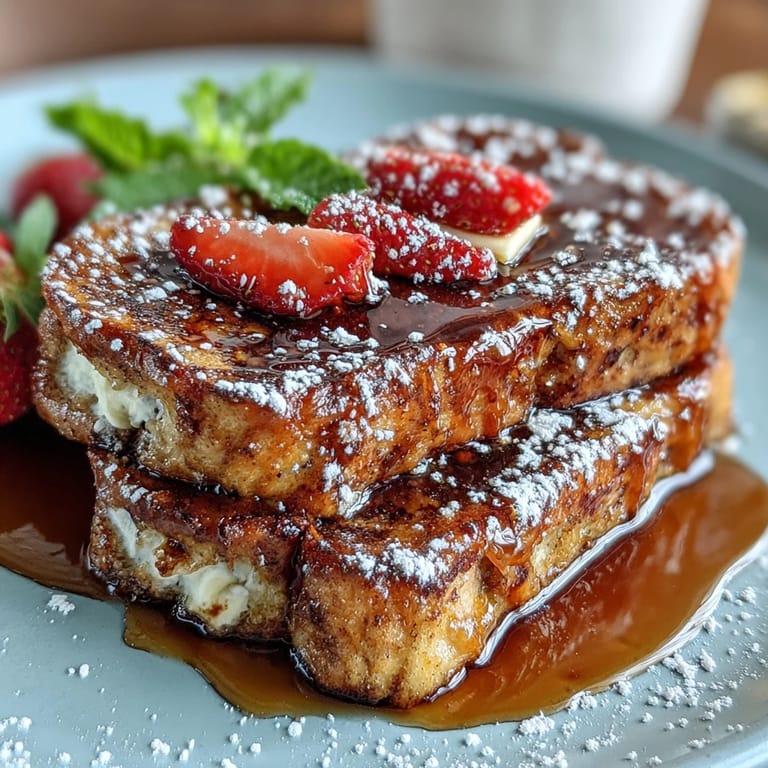 Baked strawberry French toast casserole with creamy custard, ripe berries, and a buttery cinnamon topping, perfect for spring brunch.