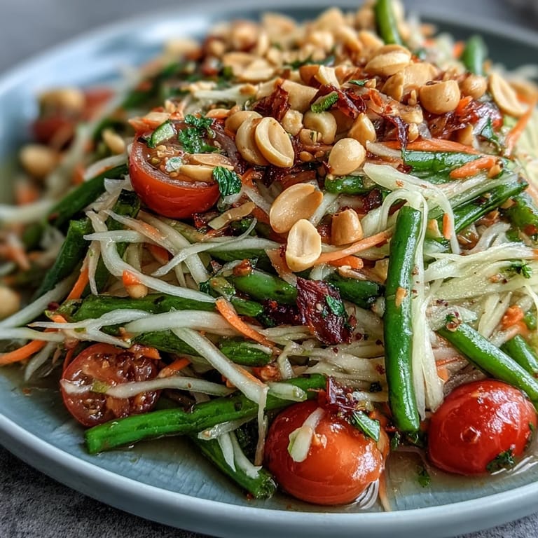Fresh Thai Papaya Salad, bursting with zesty flavors, perfect for lunch.