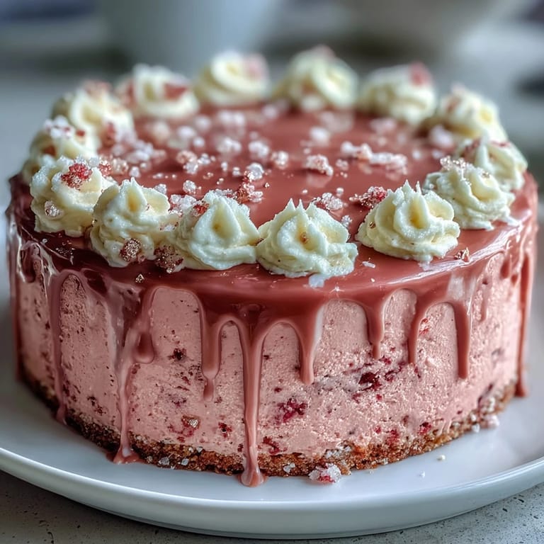 Pretty pink rosé velvet cake, frosted smooth, finished with shimmering edible gold.