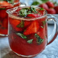 Vibrant Strawberry Basil Lemonade Pitcher, bursting with fresh fruit flavors.